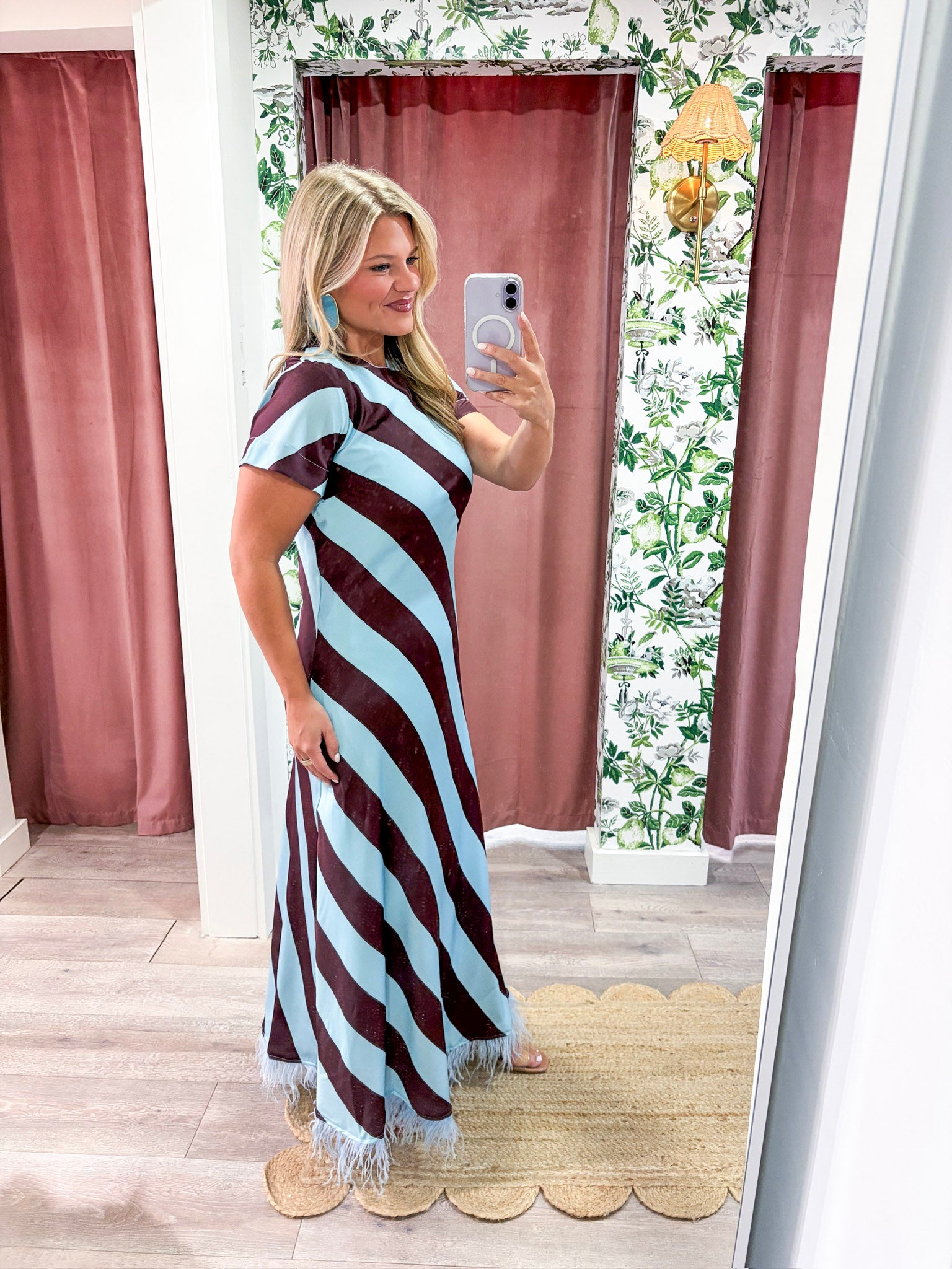 Azure Affair Stripe Maxi Dress