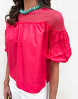 Sheer Romance Bubble Top-Raspberry Pink