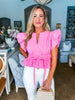 Whirlwind Romance Poplin Top- Pink