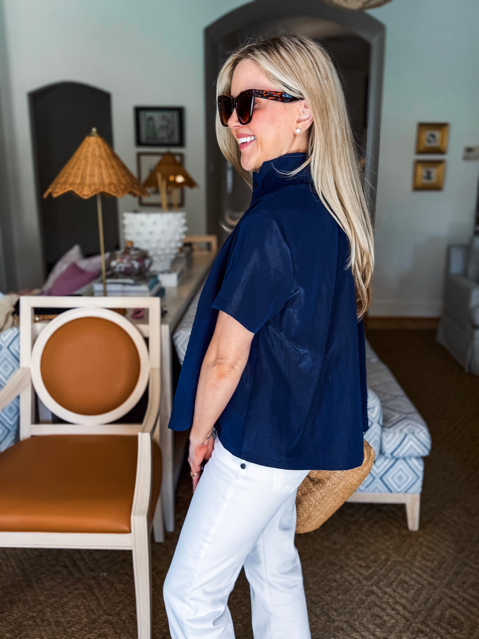 Better Basic Collared Top-Navy