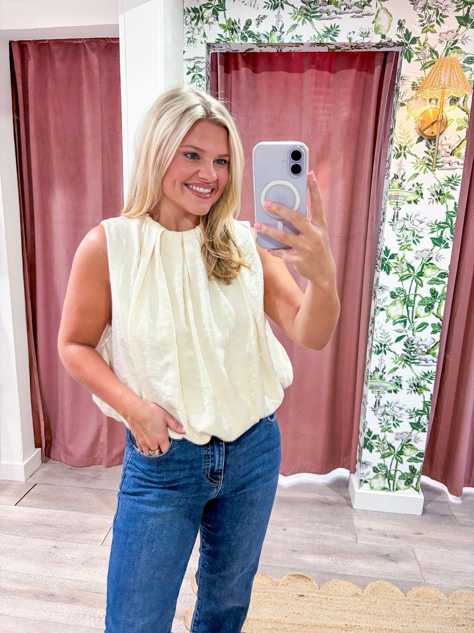 Estelle Pleated Balloon Top-Off White