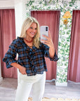 Lena Ruffle Plaid Blouse Top