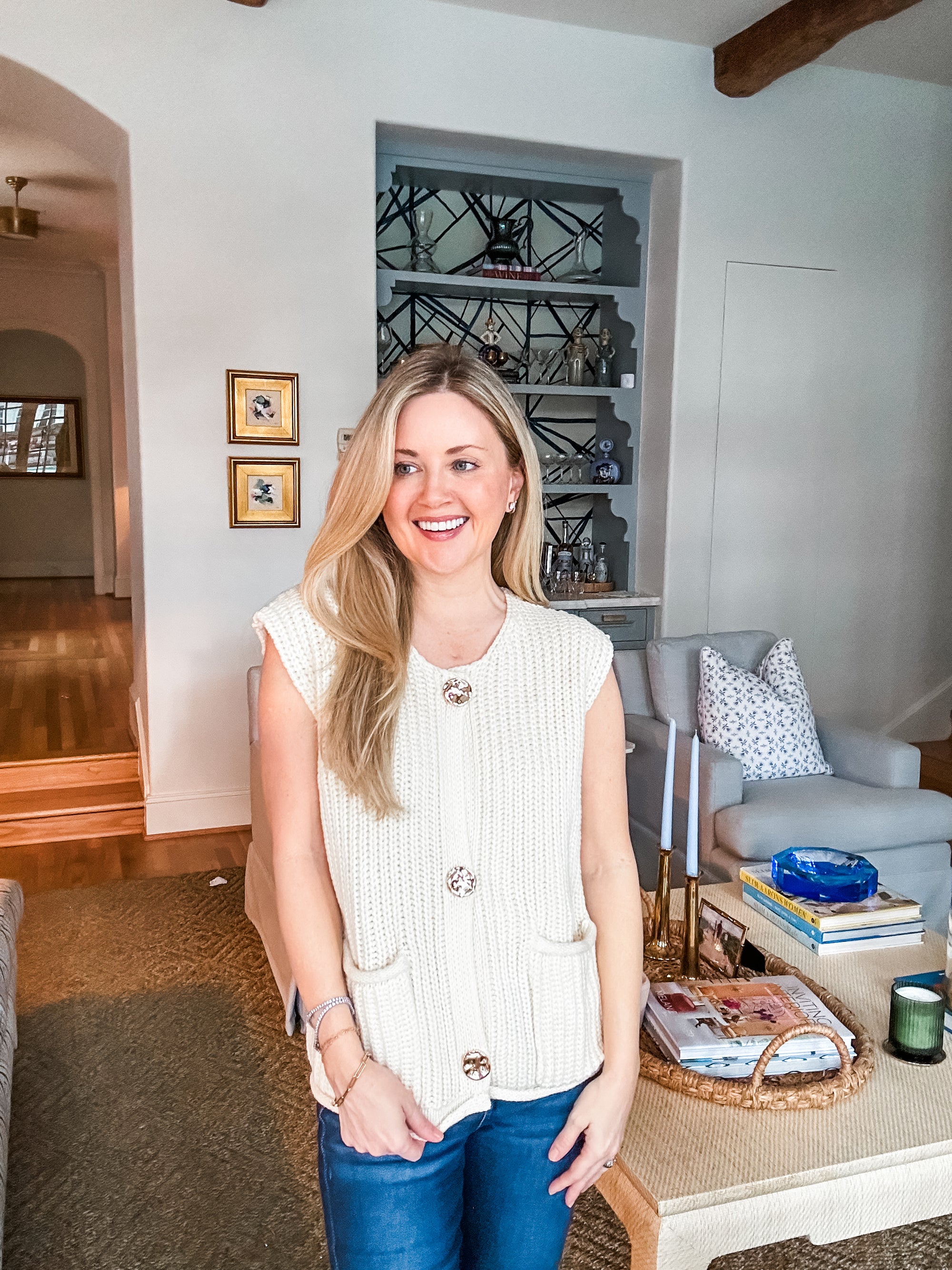 Preppy Moment Sweater Vest- Cream