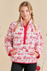 Christmas Toile Printed Quilted Jacket-Red