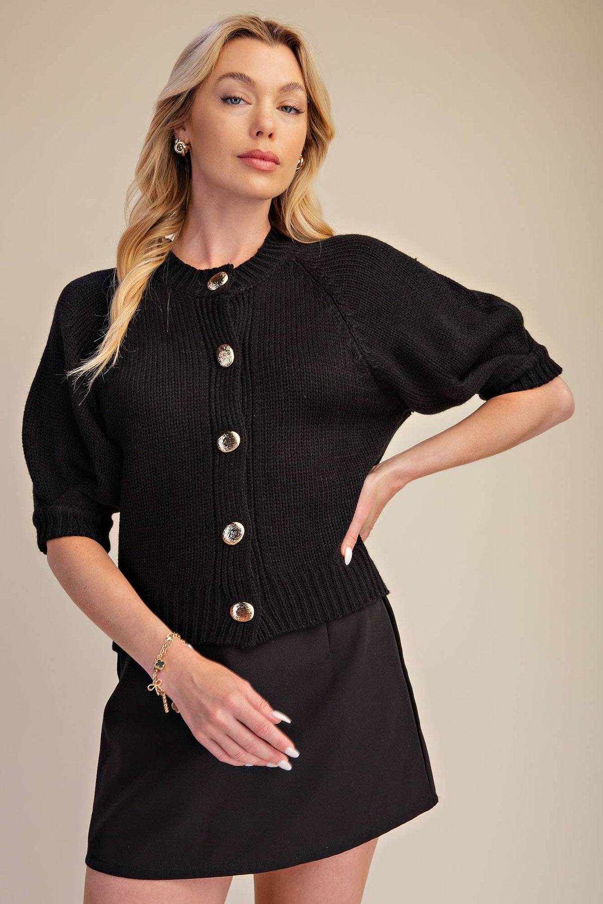 Sunny Days Sweater Cardigan-Black