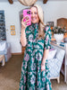Season of Style Floral Midi Dress-Pine