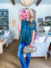 Soft Velvet Vibes Applique Top-Teal Green