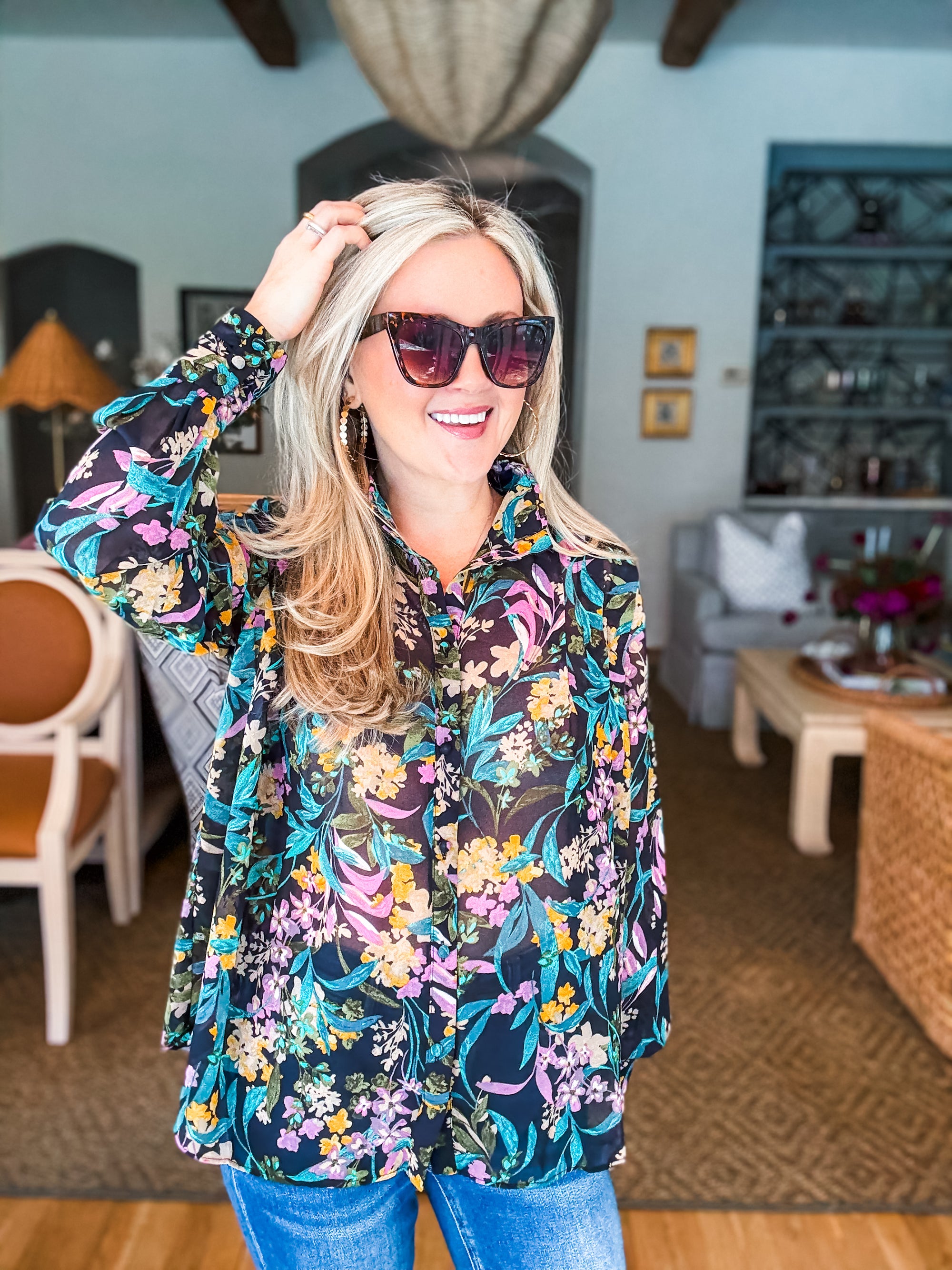 Midnight Garden Floral Top