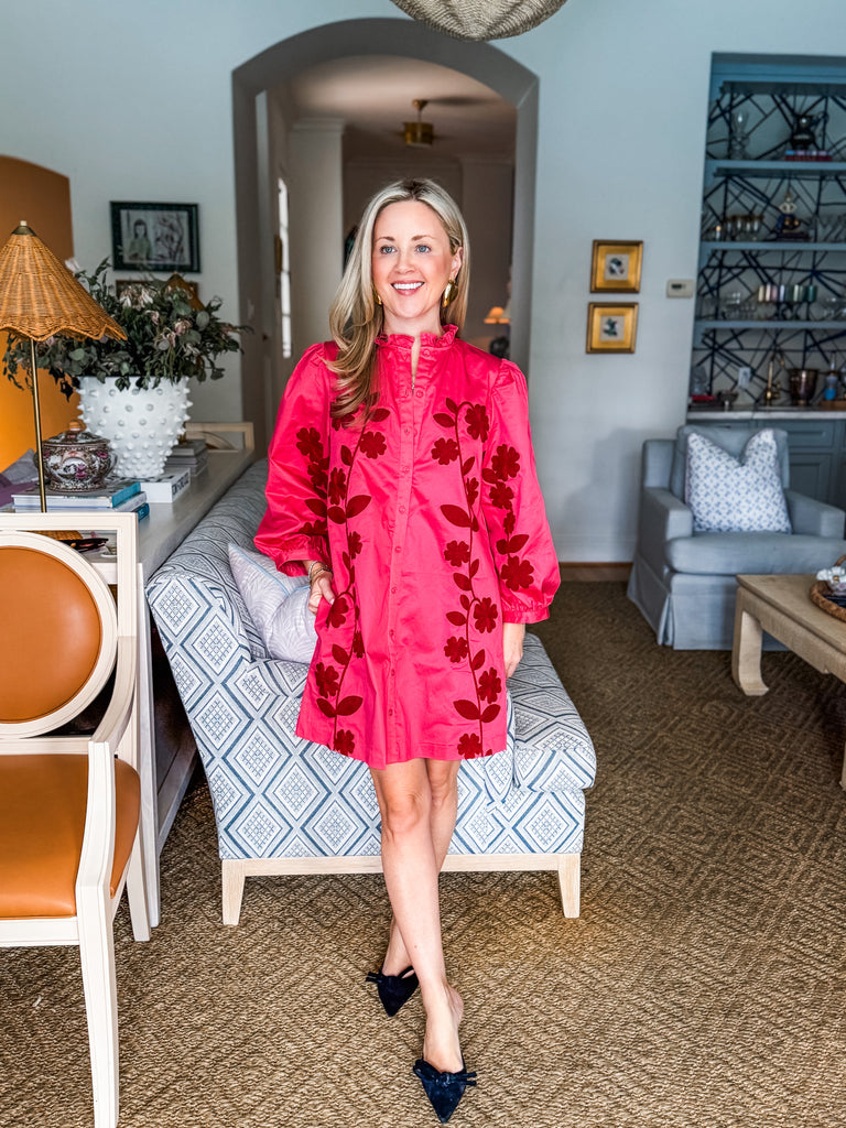 Round Top Rose Mini Dress