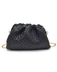 Tate Woven Frame Clutch-Black