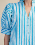 Sweetheart Puff Sleeve Top-Aqua