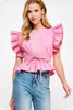 Whirlwind Romance Poplin Top- Pink