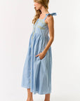 Vivid Vision Embroidered Dress-Light Blue