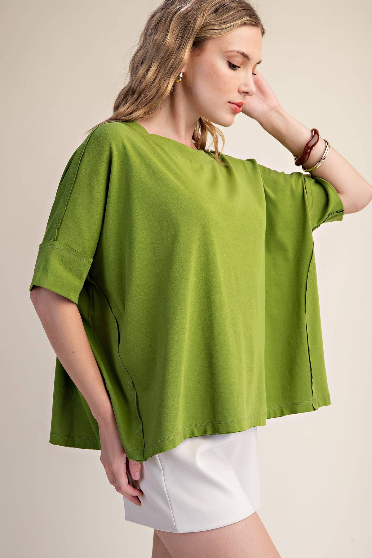 Mabel Oversized Tee-Green