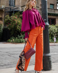 Rosamund Puff Sleeve Top-Plum