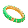 Enamel Bamboo Hinged Bangle Bracelet-Green