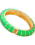 Enamel Bamboo Hinged Bangle Bracelet-Green