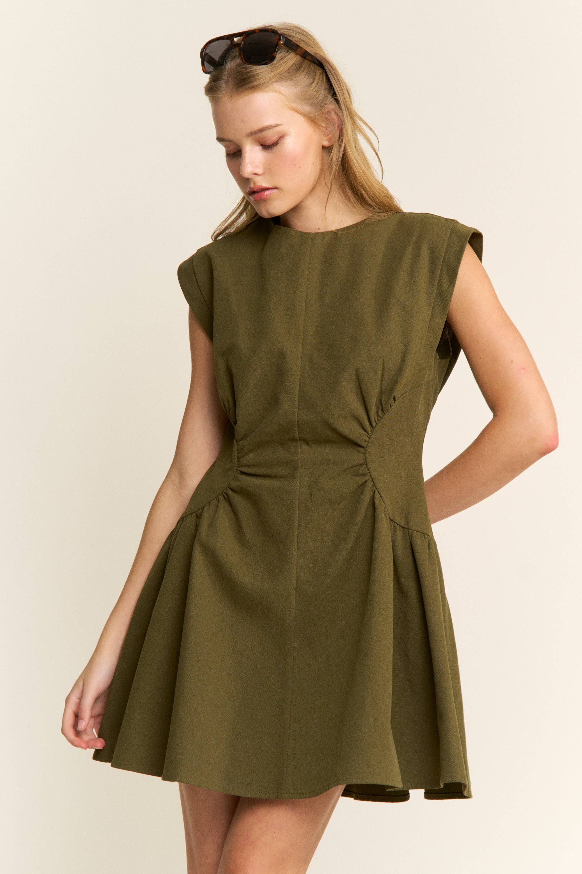 PREORDER: Sweet Afternoons Mini Dress-Olive