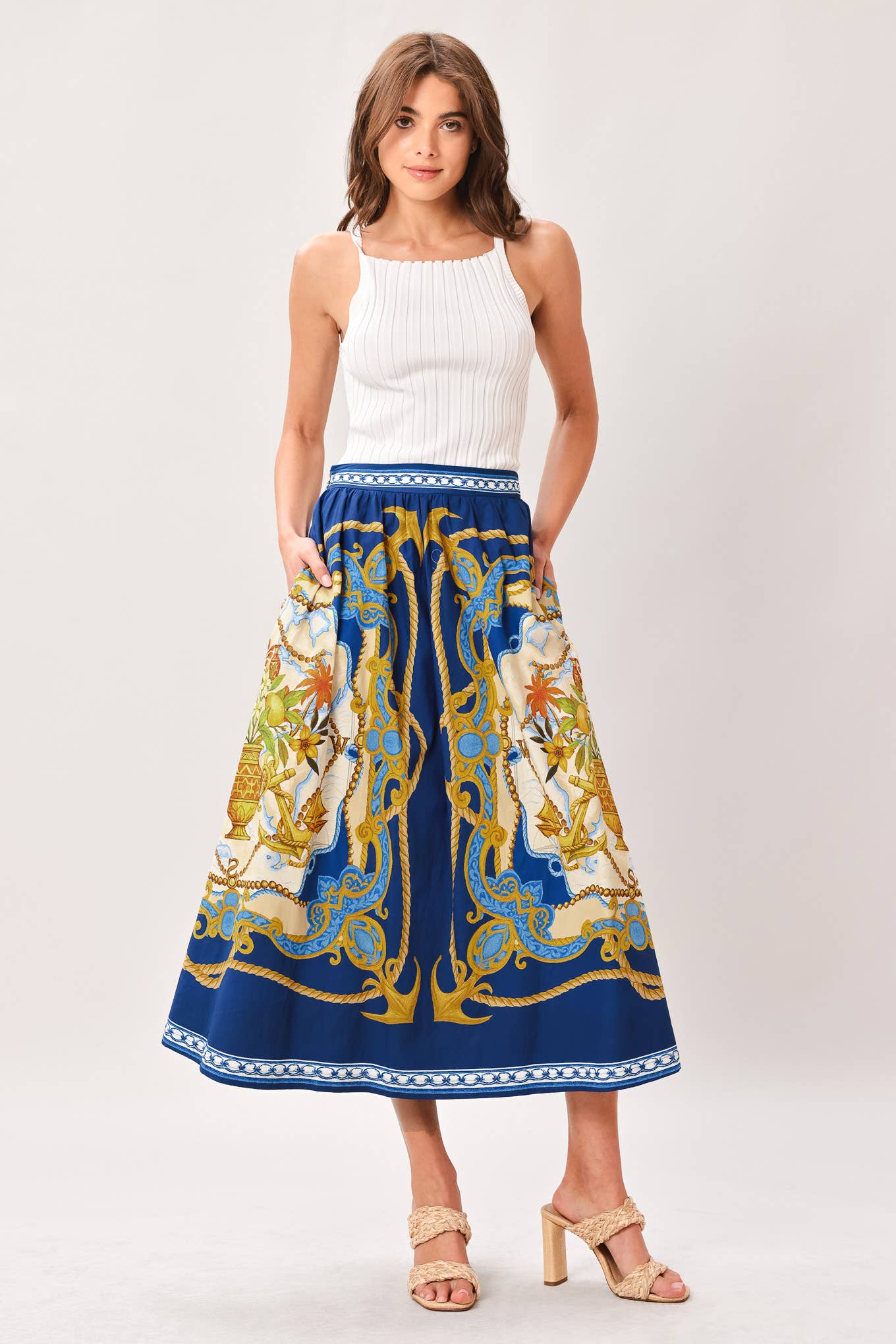 Midnight Bloom Midi Skirt