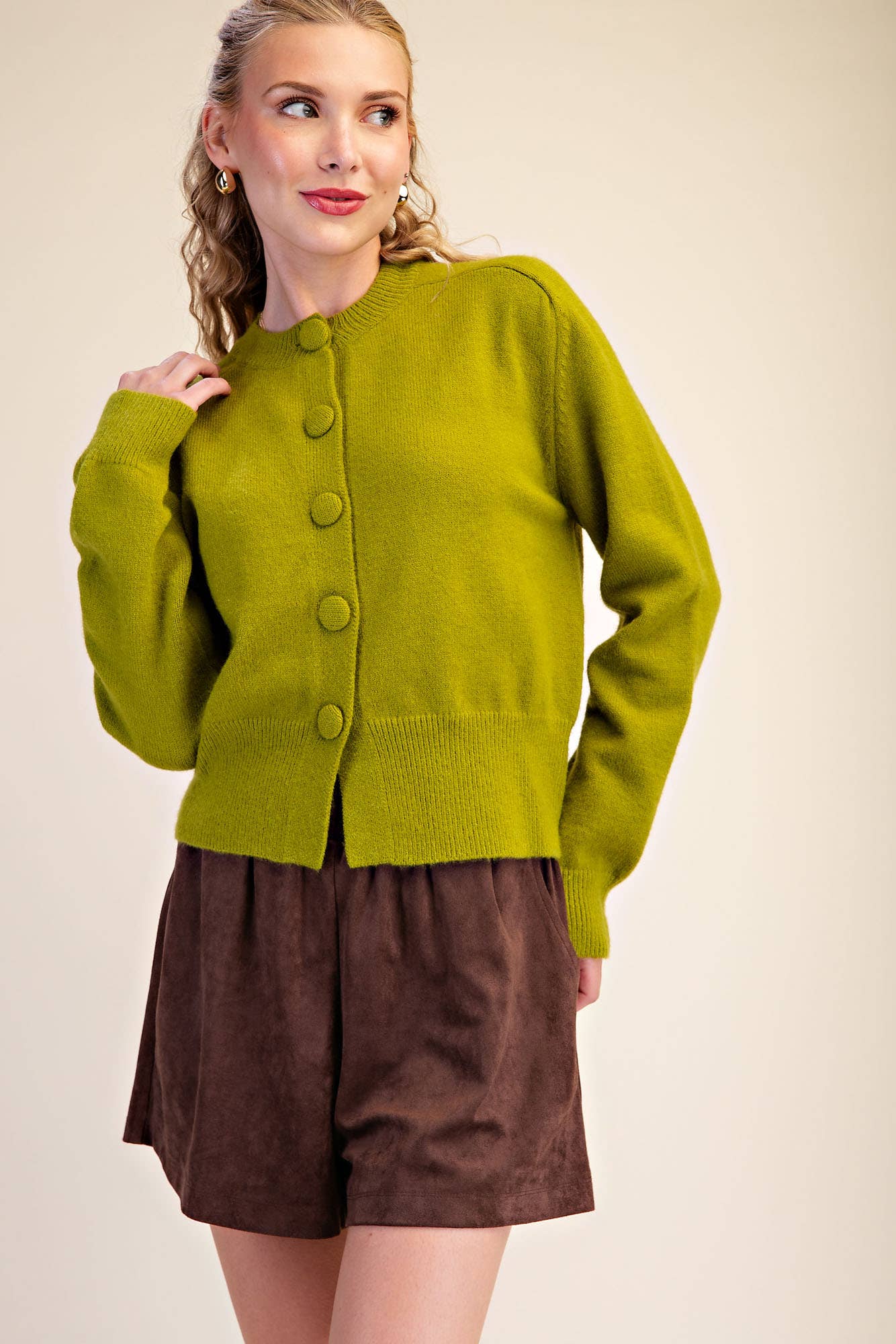 Fireside Cottage Cardigan-Light Olive