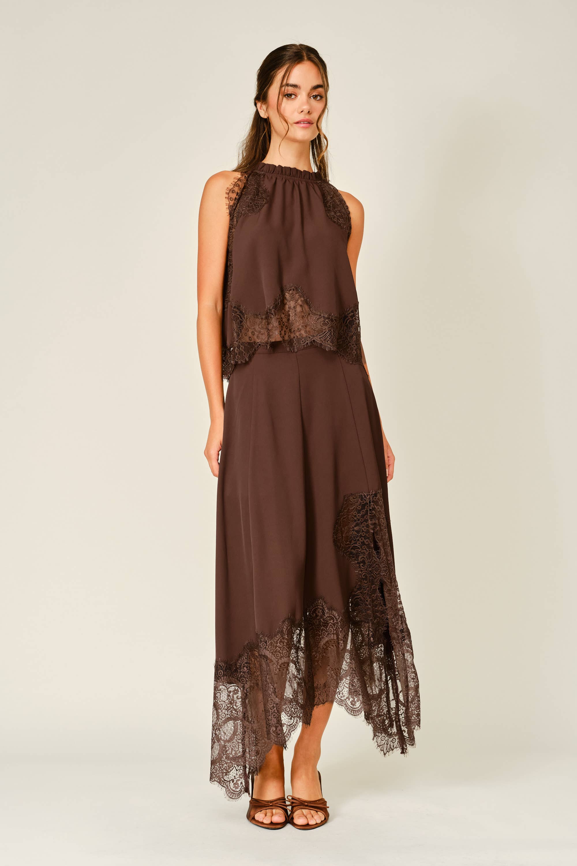 Rosalie Lace Top-Brown