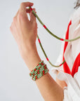 Sage Beaded Stretch Bracelets-Olive/Mint/Red