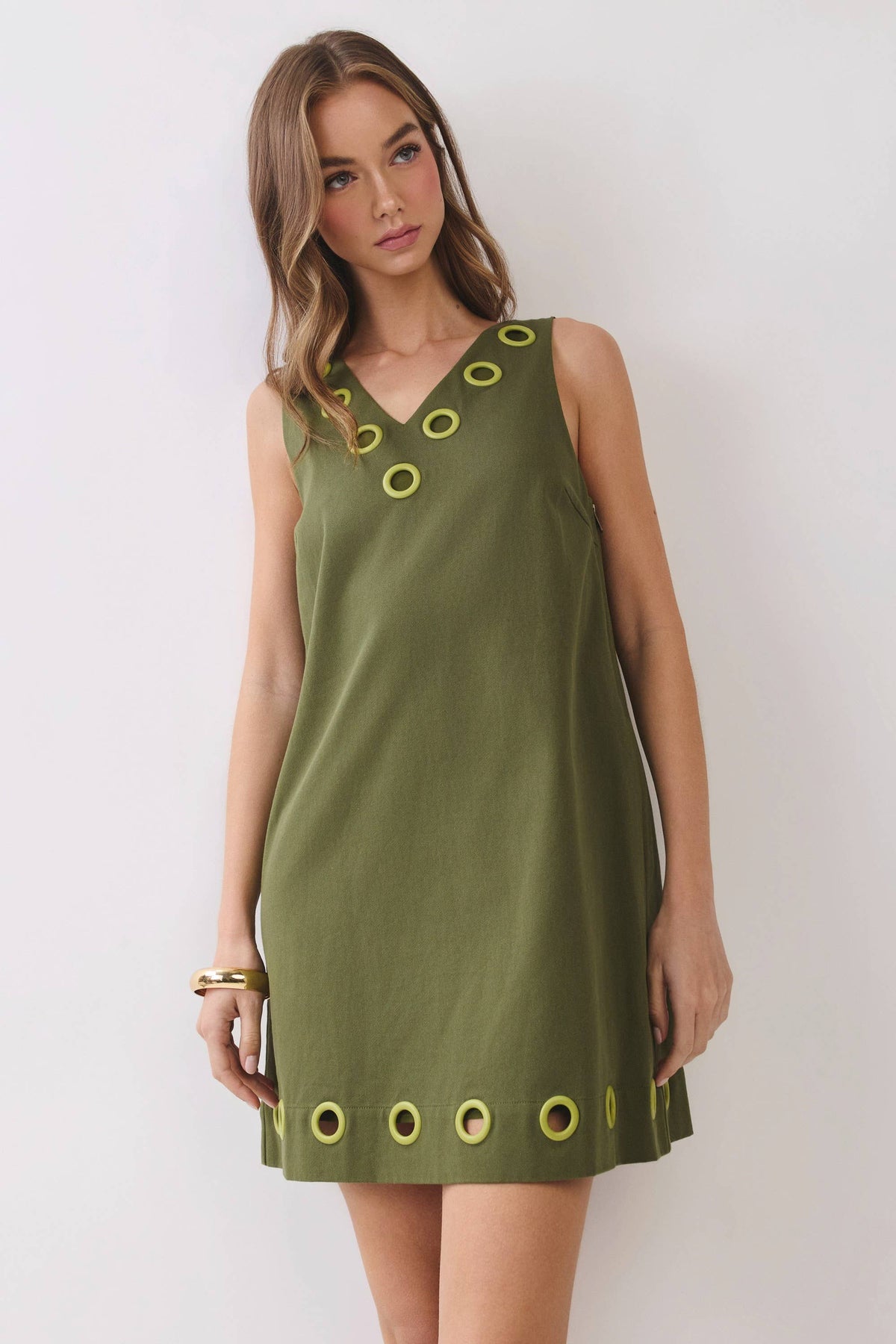 Weekend Cabin Mini Dress-Olive