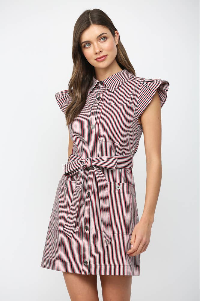 Vera Ruffle Button Down Mini Dress