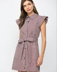 Vera Ruffle Button Down Mini Dress