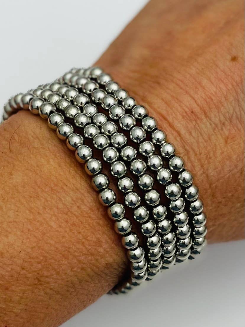 5 Strand Ball Bracelet- Silver
