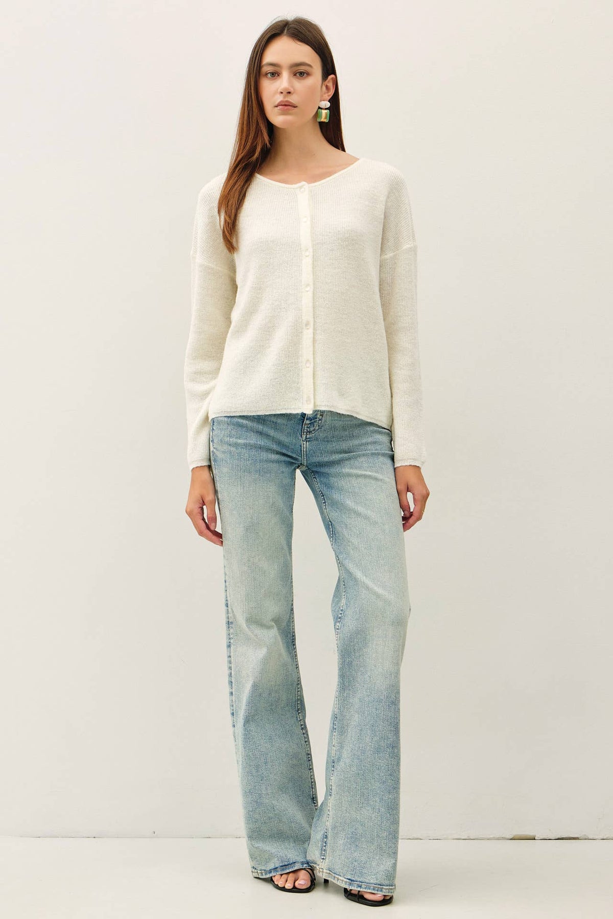 Gentle Days Ribbed Cardigan-Ivory