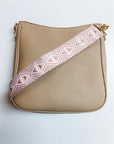 Aztec Triangle Print Bag Strap-Light Pink
