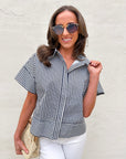 Portside Button Down Top-Navy