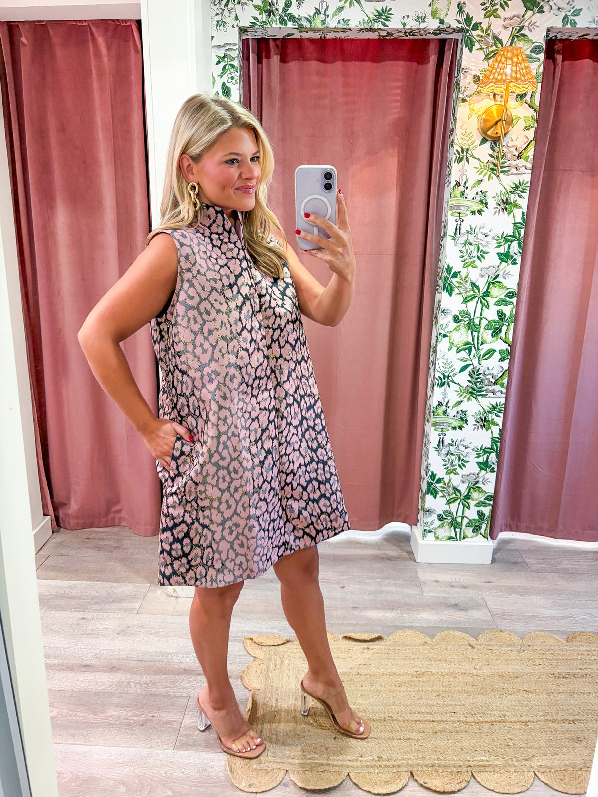 Huntress Jacquard Mini Dress-Pink