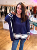 Sports Mode Batwing Sweater- Navy/Ivory