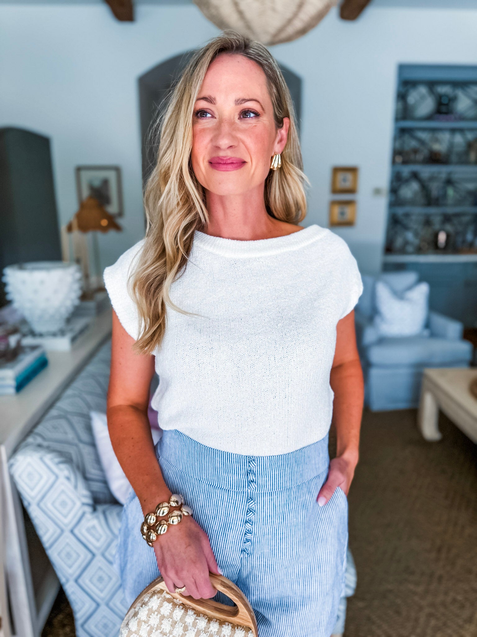 Claire Knit Top-White