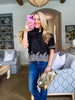 Threaded Bloom Embroidered Top-Black