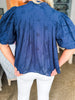 Tilly Eyelet Top-Blue