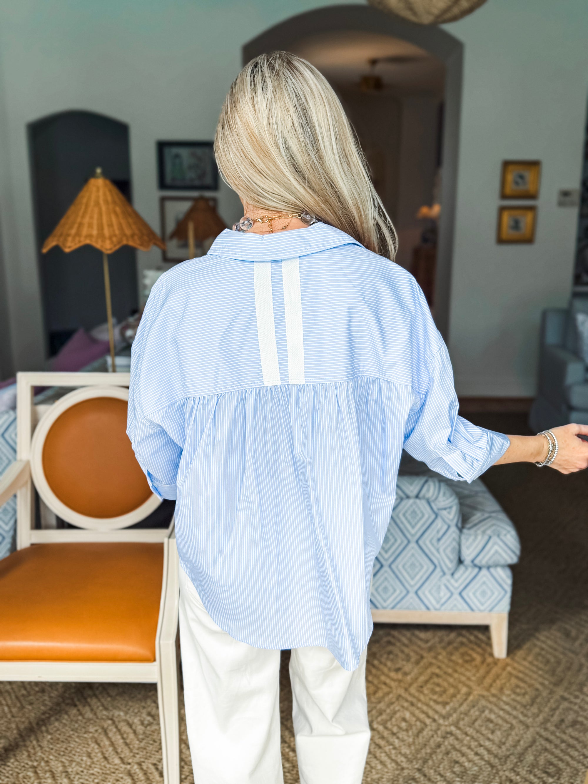 The Bellemar Striped Top- Blue