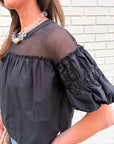 Sheer Romance Bubble Top-Black