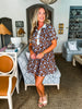 Garden Girl Floral Mini Dress-Brown