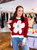 Flower Power Sweater- Burgundy