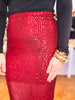 Set-Night Sequin Skirt- Burgundy