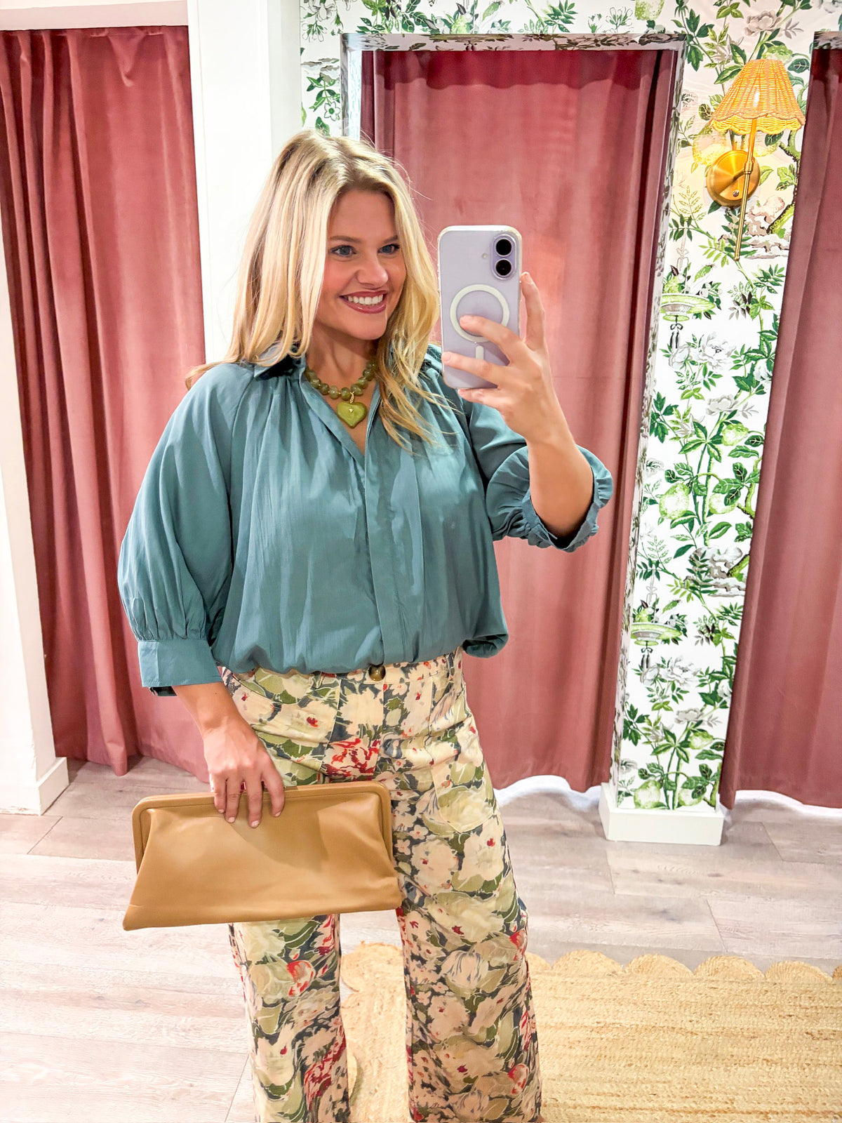 Yvette Puff Sleeve Top-Blue