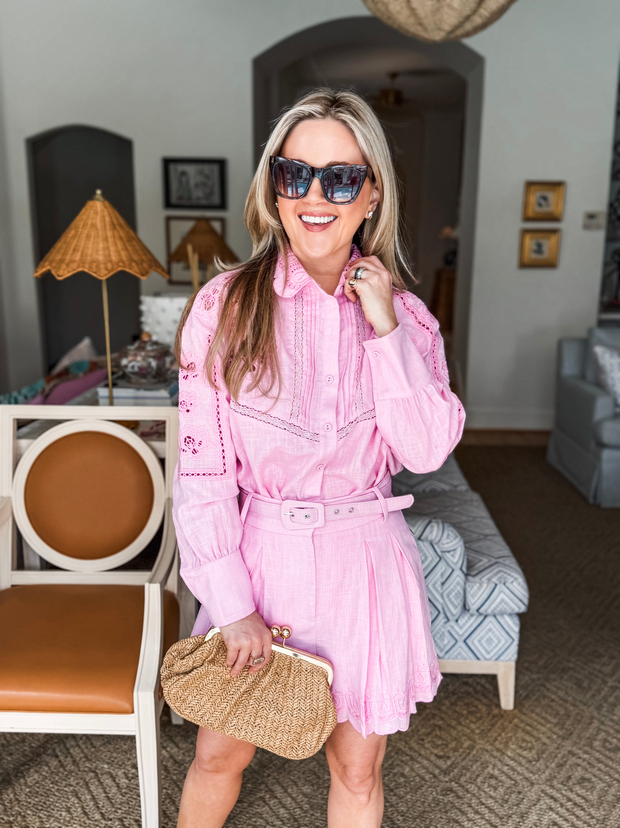 Western Romance Short Set-Pink