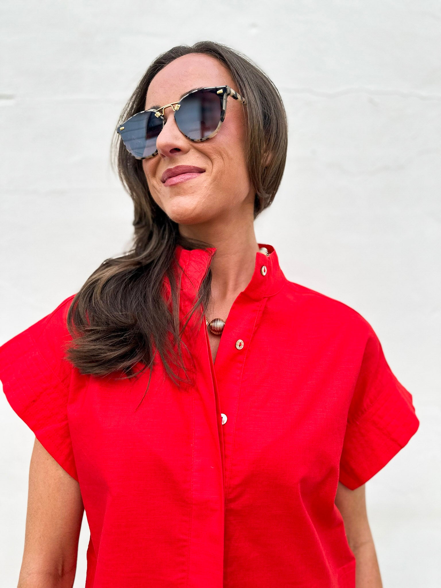 Timeless Touch Collar Top-Red