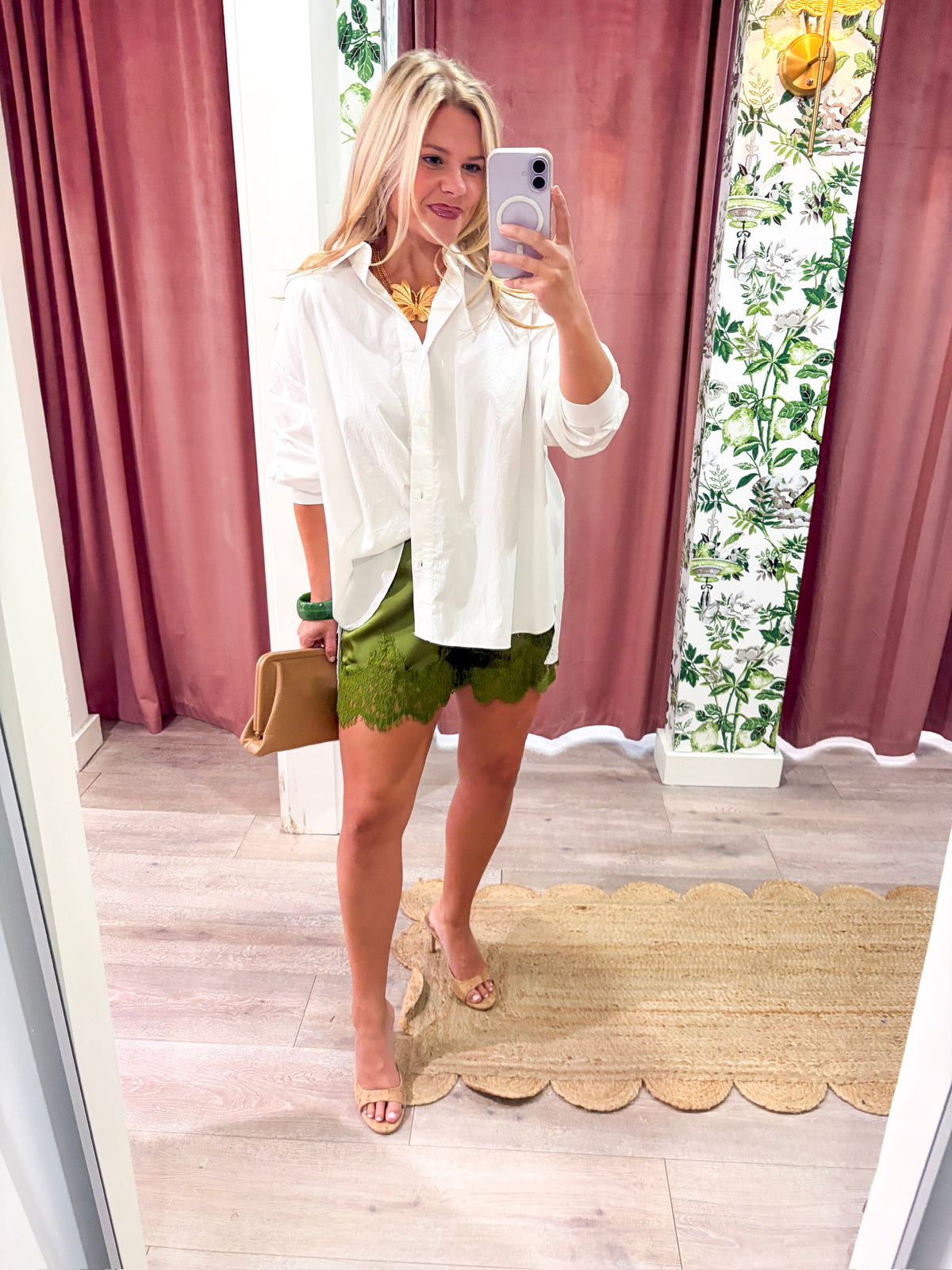 Satin Allure Shorts-Olive