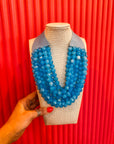 Chunky Beaded Necklace- Blue