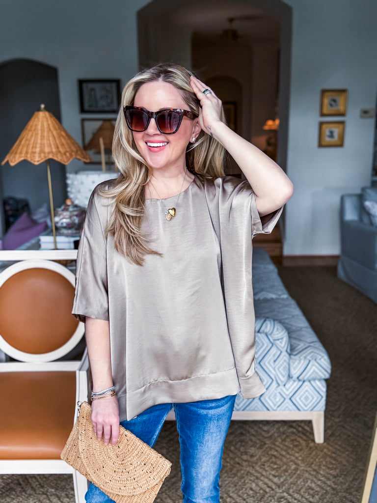 New Favorite Oversized Top-Taupe