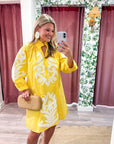 Isla Floral Baroque Dress-Yellow